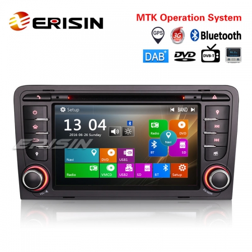 Erisin ES7147A 7" 2 Din Car Stereo GPS DAB+ 3G Bluetooth CD DVR DTV Sat Nav AUDI A3 S3 RS3 RNSE-PU