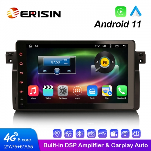 Erisin ES8696B 9&quot;Android11.0オートラジオカーマルチメディアプレーヤー内蔵4GWiFiCarPlay＆BMWE46M3ローバー75用オートGPSシステム