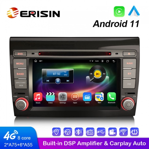 Erisin ES8671F Octa-Core Android 11.0 Car DVD Player GPS For FIAT BRAVO Wireless CarPlay＆Auto 4G WiFi DSP Stereo DTV TPMS