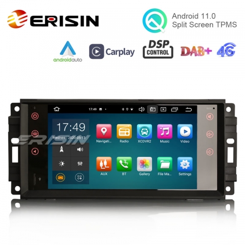 Erisin ES8176J 7" PX5 64G Android 11.0 Car Stereo DSP CarPlay & Auto GPS TPMS DAB+ 4G for Jeep Compass Wrangler Commander Dodge Chrysler
