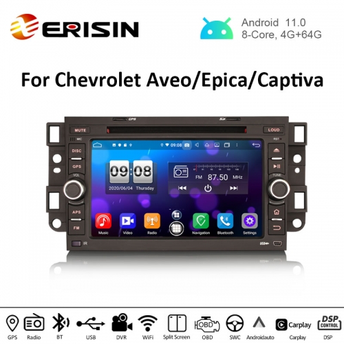 Erisin ES8776C 7" Android 11.0 Carplay Auto Radio DSP RDS WiFi OBD DAB+ Car DVD GPS For Chevrolet Aveo Epica Captiva