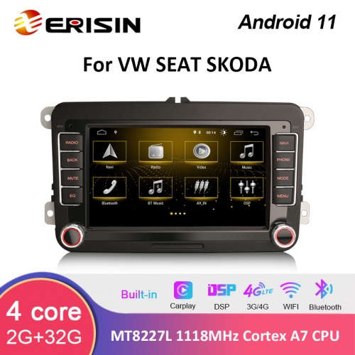 Erisin ES3135V 7" VW UI Android 11.0 Auto Multimedia Sytem GPS For For VW Vento Passat Polo MK5 / 6R T5 Multivan WiFi DSP CarPlay TPMS DVR DAB+ Car Ra