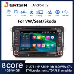 Erisin ES8548V 7" DSP Android 12.0 Car Stereo CarPlay & Auto GPS 4G DAB+ for VW Golf Passat Tiguan Polo Eos Seat Skoda Stereo